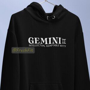 🆕Gemini Zodiac Personality Black Fleece Pullover Hoodie